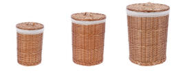 AdTrend Set 3 cosuri rufe, depozitare lemn salcie maro textil alb 29, 5 x 40 cm, 36 x 48 cm, 43 x 56 cm (110922)