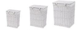 AdTrend Set 3 cosuri rufe, depozitare lemn salcie textil alb 30, 5 x 20, 5 x 40 cm, 37 x 26, 5 x 47 cm, 44 x 33 x 56 cm (110942)