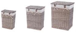 AdTrend Set 3 cosuri rufe, depozitare lemn salcie textil gri 30, 5 x 20, 5 x 40 cm, 37 x 26, 5 x 47 cm, 44 x 33 x 56 cm (110950)