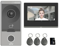Uniview KIT videointerfon Smart pentru o familie, Rj45 + Wi-Fi 2.4Ghz, Card, Tag, monitor 7 inch negru - UNV OEU-201B/OEI-H-W (OEU-201B/OEI-H-W)