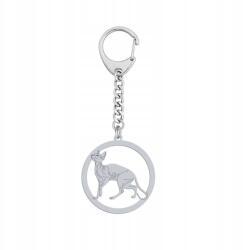 Mejk Jewellery Ezüst kulcstartó Peterbald macska 925 Ékszer Ajándék Gravírozás Ingyenes (brelok do kluczy z Kot Peterbald)