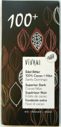 VIVANI Ciocolata 100% cacao si bucati de ciocolata Bio, 100g, Vivani