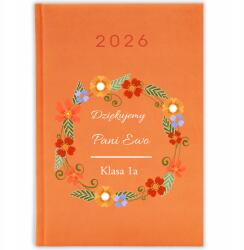 FunnyCase Könyvnaptár 2026 Köszönjük Az Asszonynak *név* Narancssárga Ajándék Minták (Kalendarz Pomarańczowy DZIĘKUJEMY PANI *IMIĘ*)