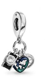 PANDORA 792703C01 fényképezőgép, szív és iránytű tripla függő charm (Ag 925/1000, 2, 2 g)