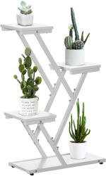 Outsunny Raft pentru Plante cu 4 Niveluri din Lemn pentru Decor Interior și Exterior Verandă Balcon | Aosom Romania (845-756V00WT)