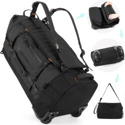  VisionHub® 3 az 1-ben utazótáska kerekekkel és pántokkal, gurulós vagy kézitáska, 86L, vízálló, Oxford PVC anyag, cipőtartó rekesz, csendes kerekek, több zseb, kompressziós hevederek, gyorsan