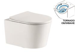 Inter Ceramic Конзолна тоалетна чиния Tornado ICC 4936, седалка и капак, порцелан, бял, 49x36x36см (4936)