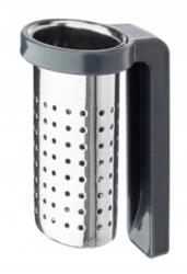 Galicja Infuser teához és gyógynövényekhez nyéllel, Galicja, Inox/műanyag, 5, 5x4x6, 5 cm, ezüst/fekete