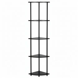 Brius Raft colt 5 polite mdf cadru metalic montaj perete, 148x30x30 cm, design modern, negru (HA-7546) Raft