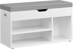 Brius Pantofar cu banca, capitonata, 3 compartimente, sarcina 150 kg, 30x80x44 cm, modern, alb (EZ-LHS030W01) Pantofar