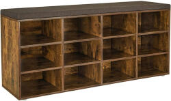 Brius Pantofar cu banca cu 12 compartimente si perna, sarcina 136 kg, 104x30x48 cm, maro rustic (EZ-LHS012B01) Pantofar