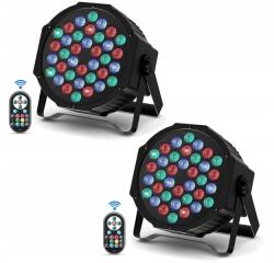  Led reflektor Par 36 Rgb 2 db DMX távirányító party világítás (as)