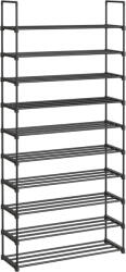 SONGMICS Cipőtartó polc 10 szintes fém vázzal, helytakarékos, fekete 30x94x206cm (LSA10BKV1)