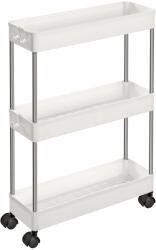 SONGMICS Konyhai tálaló kocsi, gurulós tároló polc, fehér 40x13x60cm (KSC007W01)