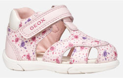 Geox első lépés kislány zárt orrú szandál - bőr talpbetéttel, rózsaszín mintás