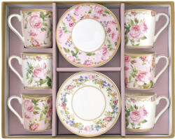 Easy Life Porcelán kávés csésze szett 6 személyes 100ml Chant des Roses