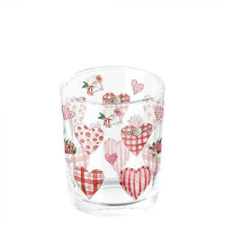 Ambiente Lovely Hearts üveg mécsestartó