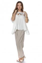 RohBoutique Bluza alba, stil fluture, brodata, ROH - BR2056