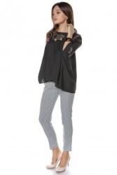 RohBoutique Bluza neagra, stil fluture, brodata, ROH - BR2057