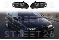 TUNING-TEC Faruri compatibile cu BMW Seria 3 E46 99-03 Coupe Cabrio Angel Eyes Negru (6669)