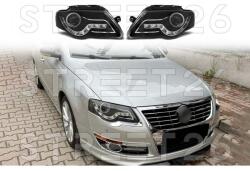 TUNING-TEC Faruri compatibil cu VW Passat B6 3C (2005-2010) DAYLIGHT Negru V2 (6974)