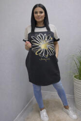  Csinos felső részén áttört mintás zsebes tunika (fekete) (304171)