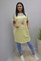  Csinos felső részén áttört mintás zsebes tunika (sárga) (193473)