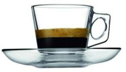 Borcam Set cesti de cafea, Pasabahce 97301, 12 piese, 6 cesti si 6 farfurioare, sticla, 80 ml (72850)