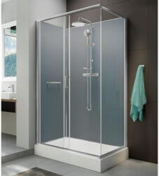 Sanplast Négyoldalról zárt szögletes zuhanykabinok kpl-KCD2/ CLIIa-80x120 / króm kerettel és ezüst hátfallal /W0 üveggel (A371613401-38) - csempekert