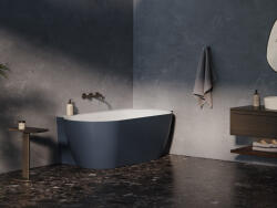 RAVAK Freedom Corner II Tec 175x86 jobb, akrilkád, Deepsea Blue/fehér, fehér/fekete/króm lefolyó (CC81400000)