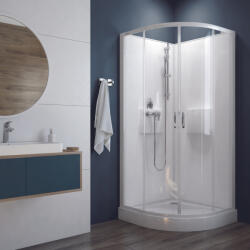 RAVAK Négyoldalról zárt (négyfalas) zuhanykabinok kpl-KCKP4/BASIC-80-S W18 üveggel (A340405218-01) (A340405218-01)