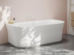 RAVAK Ypsilon Wall 178x86 akrilkád, fehér, szabadonálló, fehér/fekete/króm lefolyó (XC00100028) - csempekert