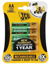 JCB RTU NiMH AA / R06, min. 2400mAh, előtöltve, buborékcsomagolás 4 db (JCB-HR62600RC-4B)