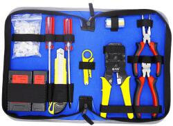 W-STAR szifter szerszámkészlet WSNF1304 krimpelő fogó, kábeltesztelő, 11db táskában (WSNF1304)