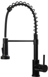 Mosogató csaptelep flexibilis csővel, levehető zuhanyfejjel, fekete (HOP1001791)