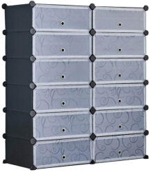  Műanyag elemes cipőtároló szekrény, több színben-fekete (HOP1001016-1)