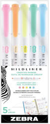 Zebra Szövegkiemelő készlet, 1, 4/4 mm, kétvégű, Zebra Mildliner Fluorescent, 5 szín (78105) - web24