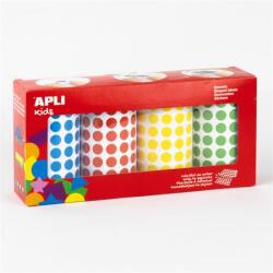 APLI Autocolante rotunde, 10, 5 mm, APLI Kids "Stickers", 4 role, culori mixte (20688)