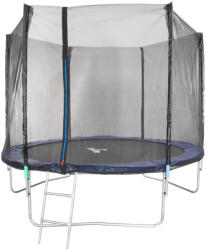 Strend Pro Kerti trambulin, Skipjump GS10, fekete/kék, átmérő: 305 cm, kerek, magasság: 73 cm, 180 cm külső védőháló, létra, acél váz, 3 dupla láb, 150 kg teherbírás, 54 db rugó, egyenes oszlopok (TC802492)