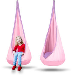 Neo-Sport Gyerek függőfotel, Neo-Sport Kokon, világos rózsaszín, átmérő: 55 cm, magasság: 140 cm, akasztóval, párnával, mosható, teherbírás: 80 kg (TE110004)