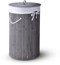 Juskys Szennyeskosár kerek bambusz 55 l fedéllel és zsákkal szürke (300353)