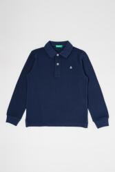 Benetton United Colors of Benetton, Szűk fazonú organikuspamut galléros felső, Tengerészkék, 140 CM (3089C300Z-252-L)