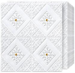 HOZRO 10 db-os HOZRO öntapadós 3D tapéta, absztrakt mintás, falra és mennyezetre, 4, 9 négyzetméter területet fed le, modern dizájn, nagyon könnyen felszerelhető, Rhombus Gold (TAPET79G-10BUC)