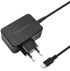 Qoltec Hálózati töltő, Qoltec, 51024, Teljesítmény: 65W, Bemeneti feszültség: 220 - 240 V, Kimeneti feszültség: 5 V - 20 V, Kimeneti áram: 3A, 79 x 90 x 25 mm, Fekete (51024)