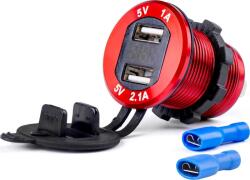 AMiO Vízálló Töltő Feszültségmérő 2xUSB 12/24V MOD-11 (0502861) (0502861) (0502861)