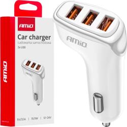 AMiO Autós töltő 3x USB-A 3.1A 12/24V (0503885) (0503885) (0503885)