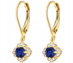 ZŁOCISTO Arany Fülbevaló Zafírokkal És Gyémántokkal 585 (DLA DZIEWCZYNY NARZECZONEJ)