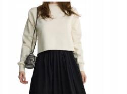 Reserved Krémszínű Klasszikus Pulóver Sima Hosszú Ujjú Kerek Nyakkivágással Reserved M