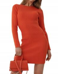 Mohito Narancssárga Bordázott Ruha Mini Hosszú Ujjú Nyitott Hát M