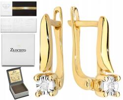 ZŁOCISTO Arany Fülbevaló Gyémántokkal, Angol Kapoccsal (KO-65)